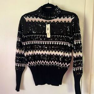 NWT Ted Baker black sparkle fairisle sweater Size 1 (S)
